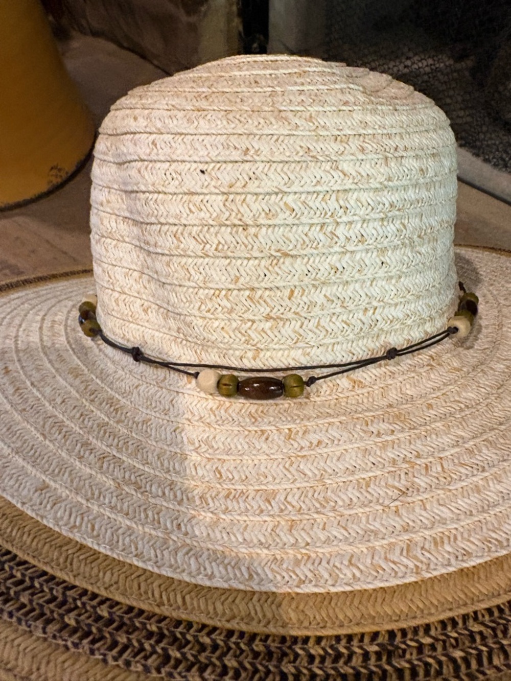 Ladies Panama Jack Straw Sun Hat with Beaded Trim - Cream - Picture 2 of 8